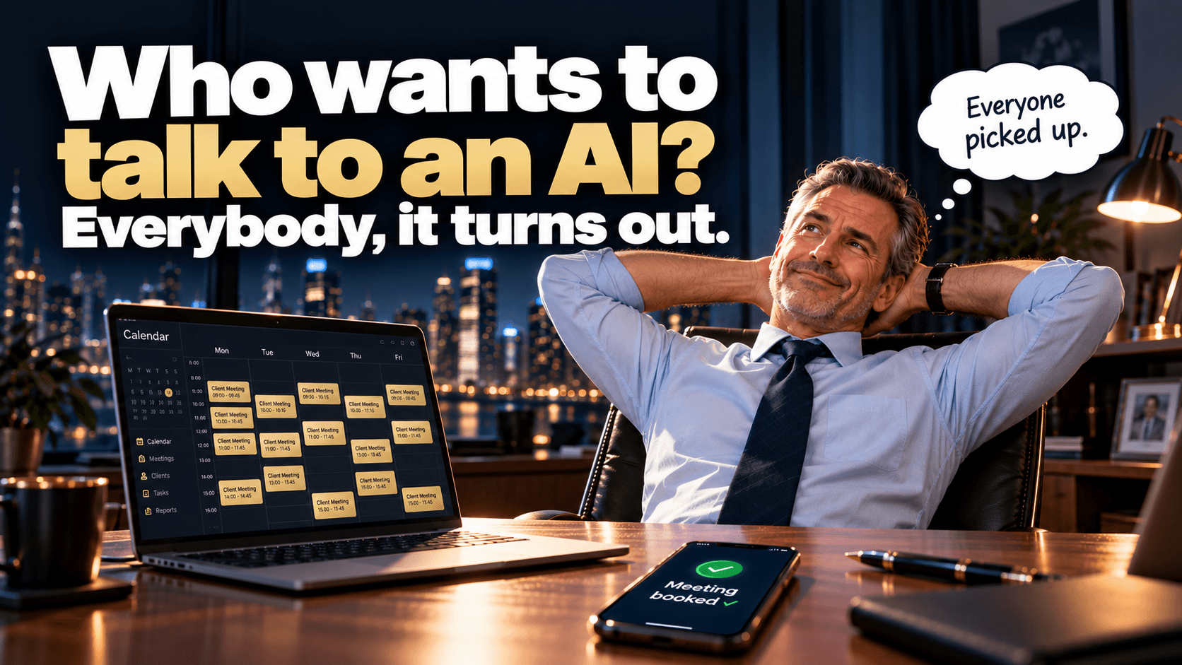 A prospect happily picking up the AI's call